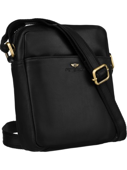 Peterson Elegantná čierna pánska kožená taška cez rameno