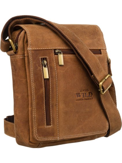 Always Wild Štýlová pánska hnedá kožená taška cez rameno (Veľkosť ONE SIZE)