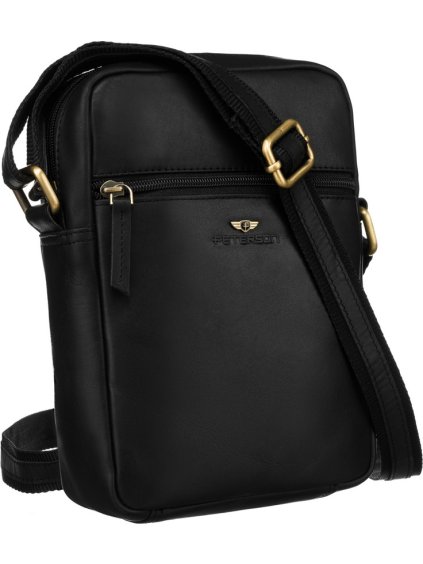 Peterson Čierna pánska kožená taška cez rameno