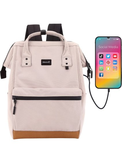 Himawari Lila dámsky batoh s predným vreckom a USB portom