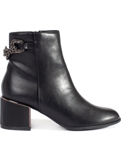 Čierne členkové dámske topánky na elegantnom podpätku, podpätok 6 cm