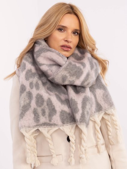 Svetloružový dámsky šál so zvieracou potlačou