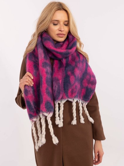 Fialovo-ružový dámsky šál so zvieracou potlačou