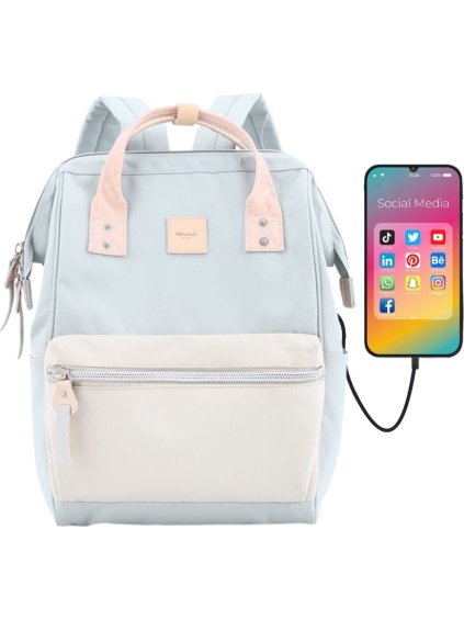 Himawari Svetlomodrý dámsky batoh s vreckom na notebook a USB portom