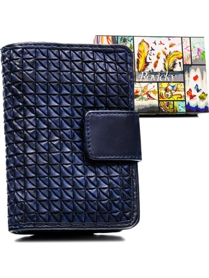 Rovicky Elegantná tmavomodrá malá dámska peňaženka s 3D textúrou V307