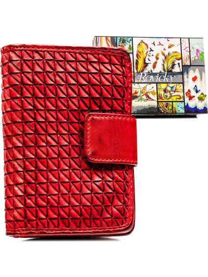 Rovicky Elegantná červená malá dámska peňaženka s 3D textúrou V305