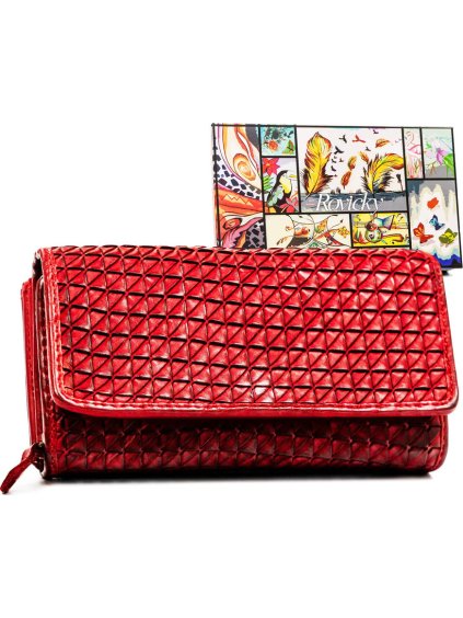 Rovicky Elegantná dámska červená peňaženka s 3D textúrou V301