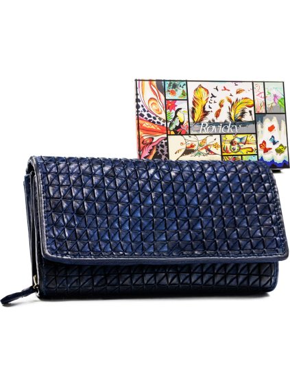 Rovicky Elegantná dámska tmavomodrá peňaženka s 3D textúrou V300