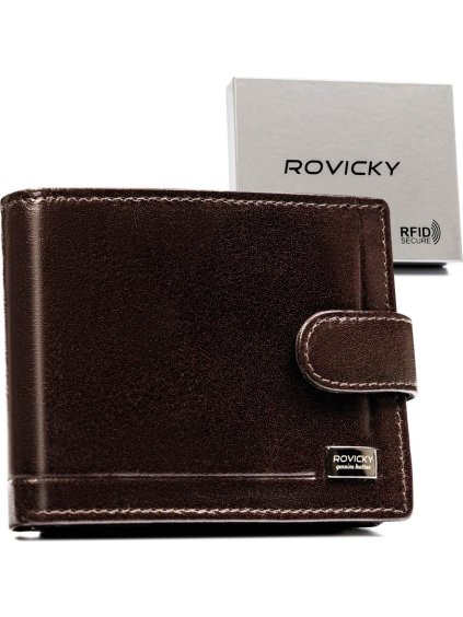 Rovicky Tmavohnedá pánska peňaženka s RFID L261