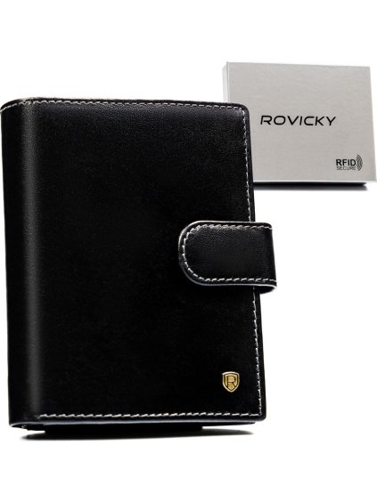 Rovicky Čierna pánska elegantná peňaženka s RFID L254