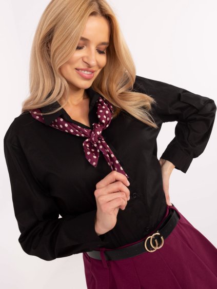 Čierna dámska košeľa s bodkovanou šatkou