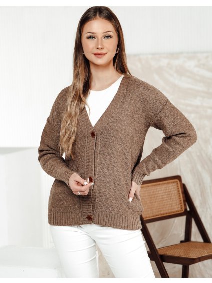 Béžový dámsky sveter na gombíky CHICLINE