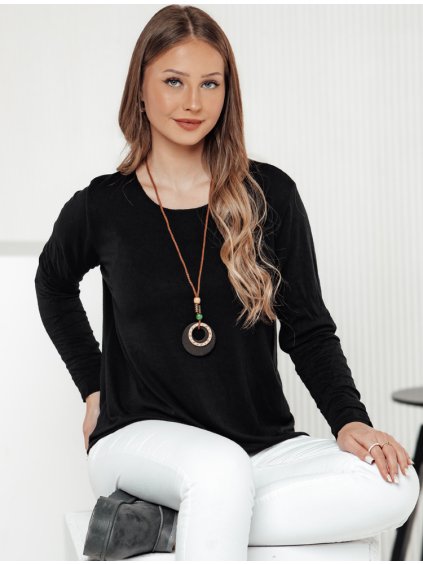 Čierne dámske tričko s dlhým rukávom a príveskom LUCERIA