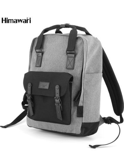 Himawari Priestranný sivo-čierny batoh s vreckom na notebook