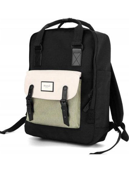 Himawari Priestranný zeleno-čierny batoh s vreckom na notebook