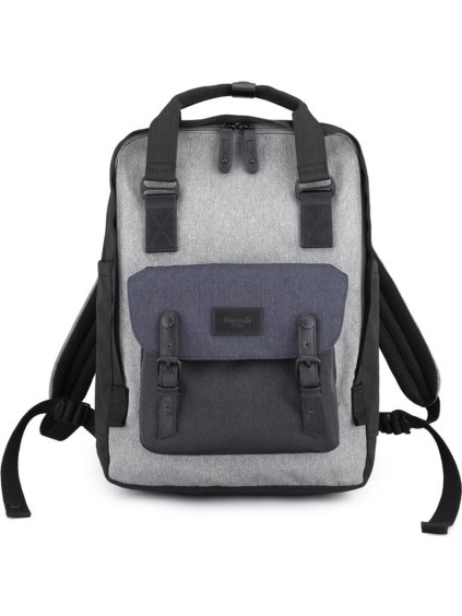 Himawari Priestranný sivo-čierny batoh s vreckom na notebook