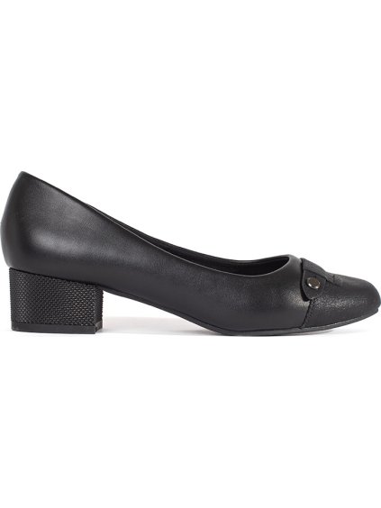 Čierne dámske lodičky na nízkom podpätku, podpätok 3,5 cm