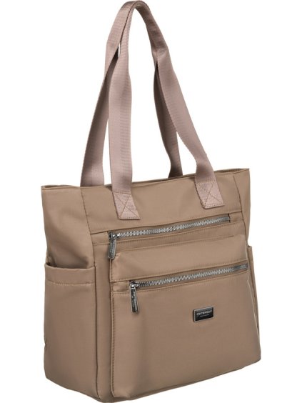 Peterson Béžová dámska shopper kabelka so strieborným kovaním