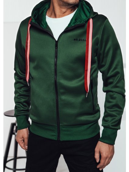 Pánska tmavozelená mikina s kapucňou