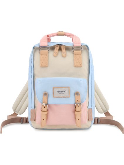 Himawari Krémovo-modro-ružový štýlový dámsky batoh s priehradkou na notebook