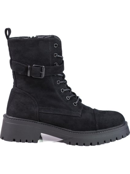 Semišové čierne workery s prackou