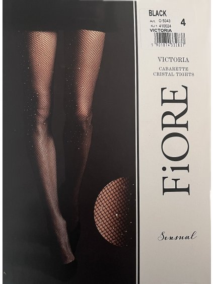 Čierne dámske sieťované silonky Fiore O 5043 Victoria Lurex (Veľkosť M, Barva čierna)