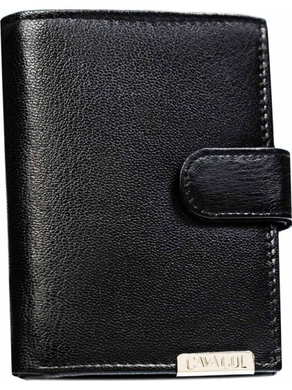 Cavaldi Vertikálna pánska čierna kožená peňaženka B051