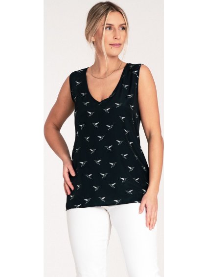 Dámska tmavomodrá blúzka so vzormi