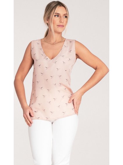 Dámska svetloružová blúzka so vzormi