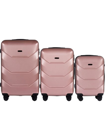 Rose gold sada cestovných kufrov PEACOCK