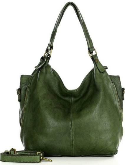 MARCO MAZZINI Zelená kožená kabelka