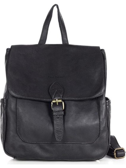 MARCO MAZZINI čierny kožený batoh s vreckami