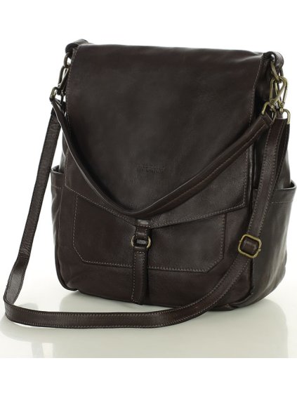 MARCO MAZZINI Tmavohnedá crossbody z prírodnej kože