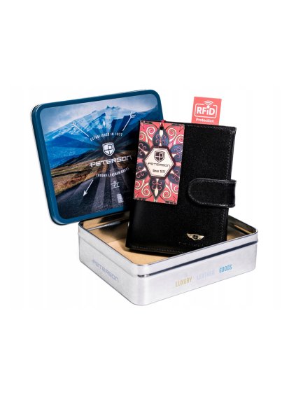 Peterson čierna peňaženka so zapínaním W053