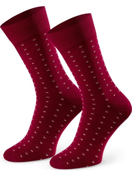 Vínové pánske vzorované ponožky Art.056