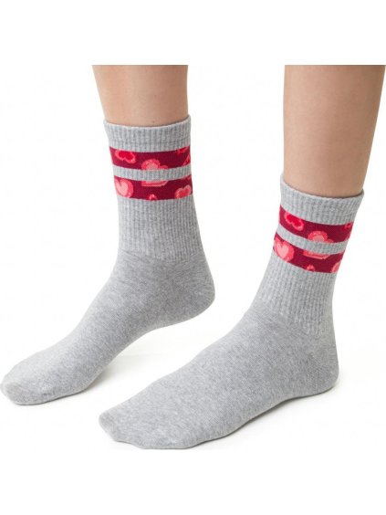 Svetlosivé dámske ponožky so vzorovanými prúžkami Art.136