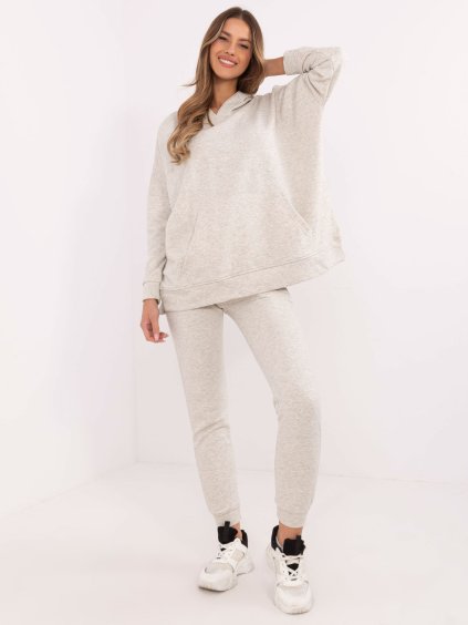 Svetlosivá dámska tepláková súprava s oversize mikinou