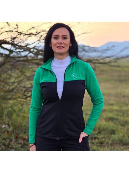 Zeleno-čierna dámska funkčná mikina s potlačou