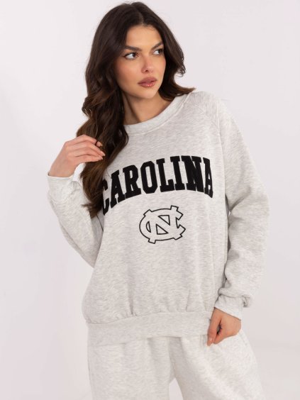 Svetlosivá dámska oversize mikina bez kapucne