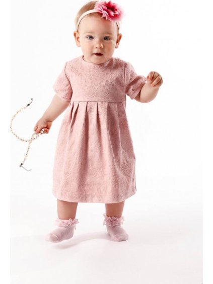 Dievčenské broskyňové elegantné šaty Royal Pearl