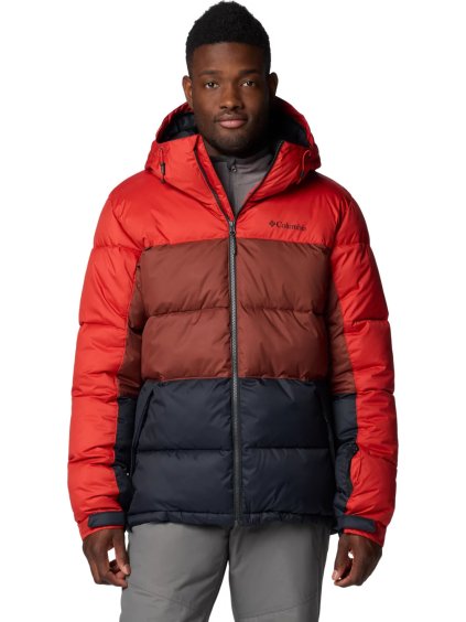 Červeno-hnedo-čierne pánska zimná športová bunda Columbia Slope Style Jacket