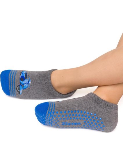 Modro-sivé chlapčenské protišmykové froté ponožky Art.134