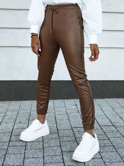 (Veľ. M) Tmavohnedé koženkové nohavice BRIAL