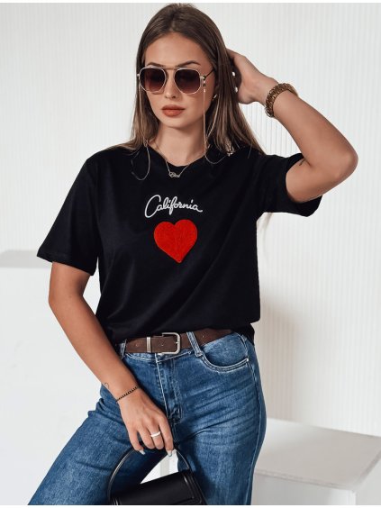 Dámske čierne tričko CALOV s nášivkou