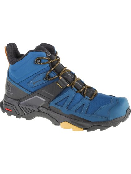 Modré pánske členkové outdoorové topánky Salomon X Ultra 4 Mid GTX