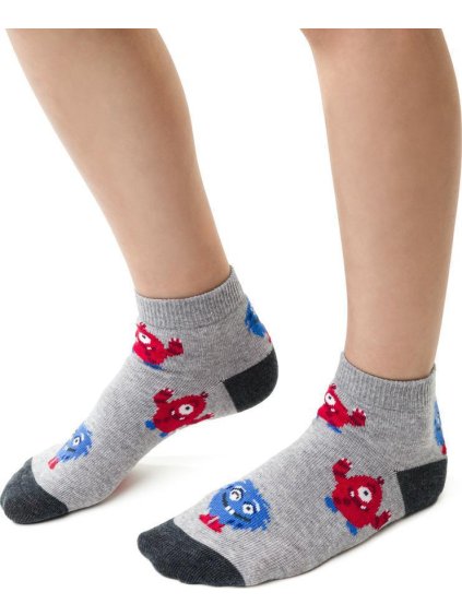 Svetlosivé chlapčenské ponožky s príšerkami Art.004