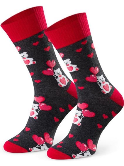 Tmavosivé melanž pánske valentínske ponožky