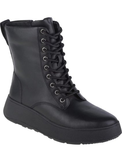 Čierne dámske členkové kožené topánky FitFlop F-Mode