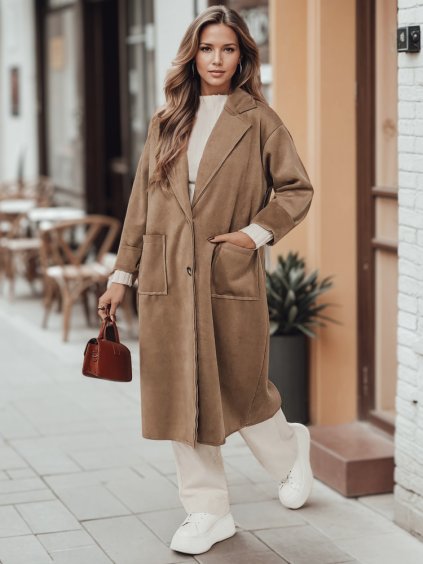 Dlhý hnedý oversize kabát