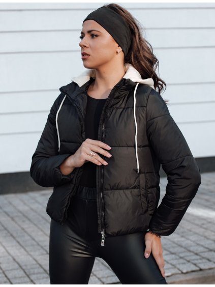 Čierna dámska zimná páperová bunda s kapucňou NORDPUFF